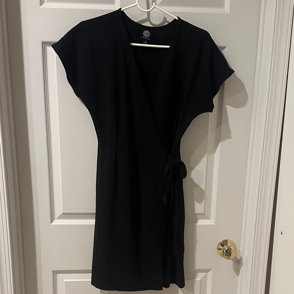 Bobeau Classic Black Wrap Mini Dress